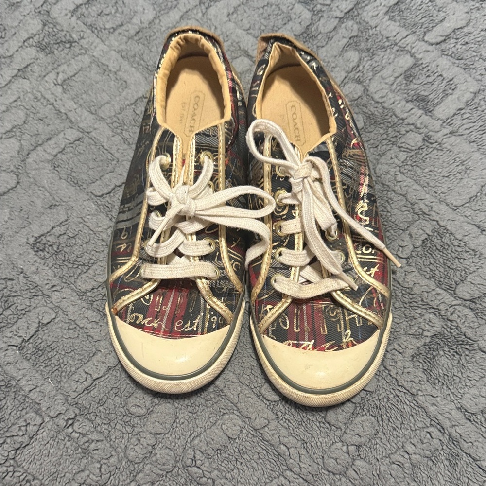 Coach Women's Sneakers in Black, Red, and Cream